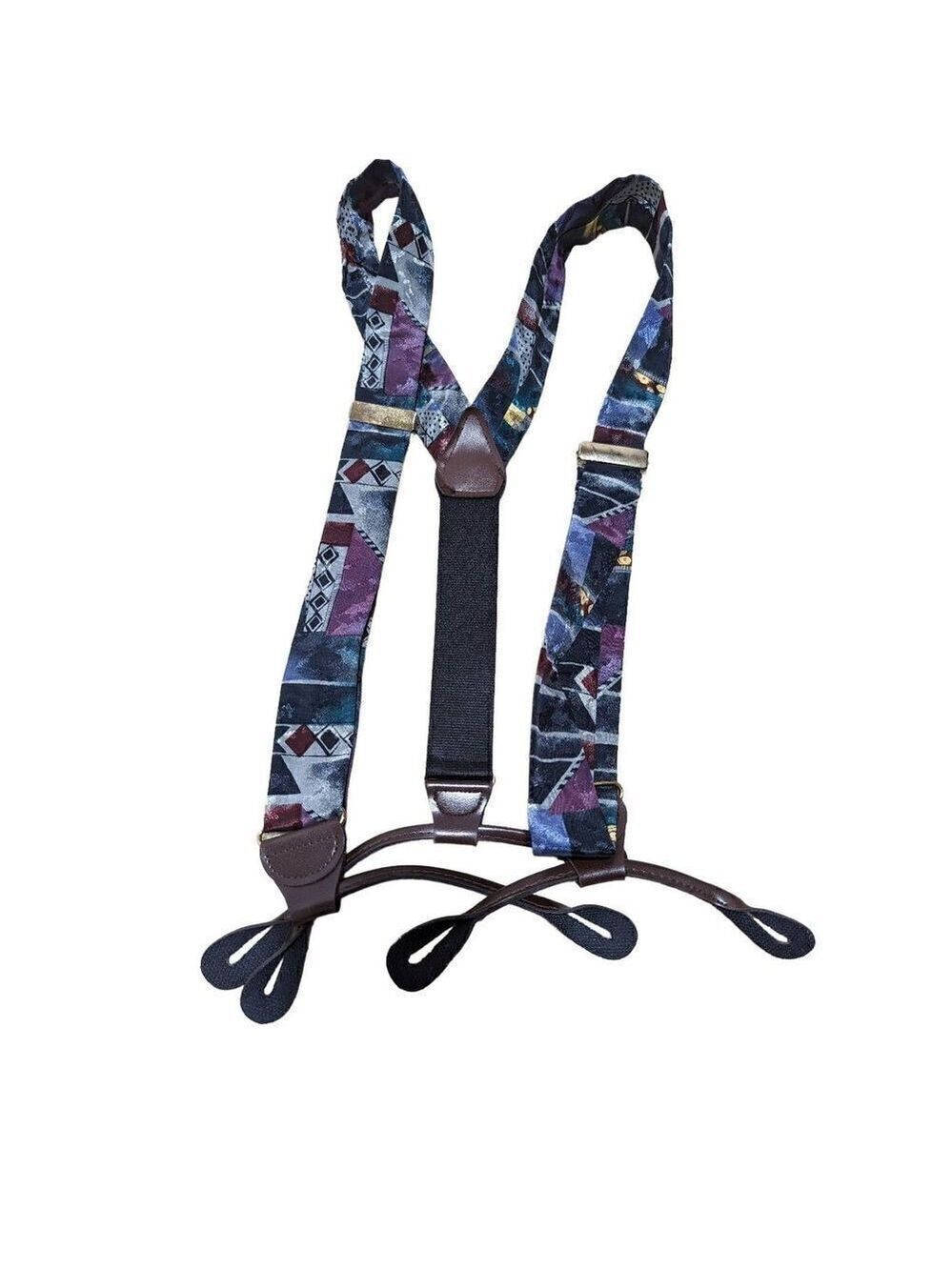 Men's Multicolored Adjustable Suspenders With Button Hole